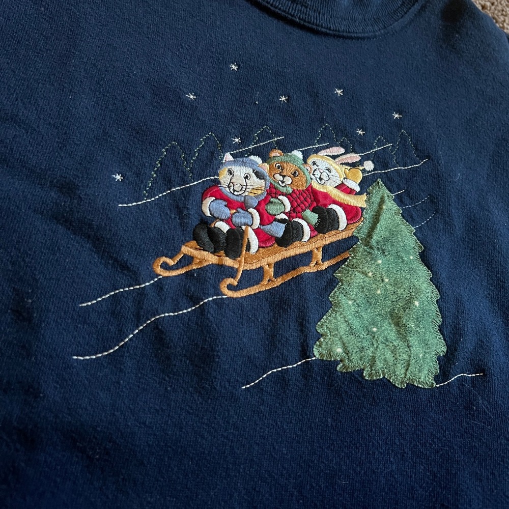 Navy Blue Festive Sweatshirt - Picture 3 of 6